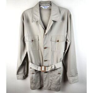 vtg trench Safari jacket Sz M khaki W/belt Tailored in Japan hollywood design